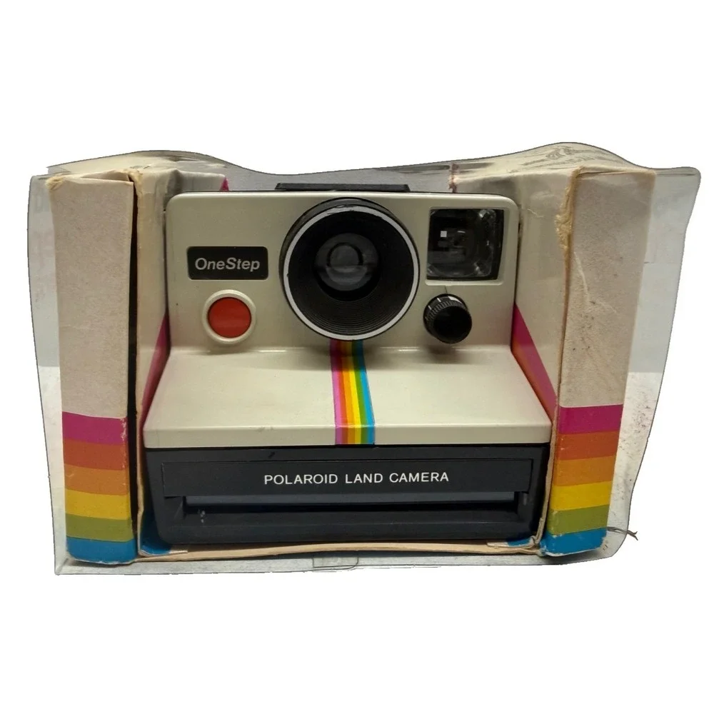 Polaroid SX-70 One Step Rainbow Instant Land‎ Camera in Box + Flash Bar, VINTAGE